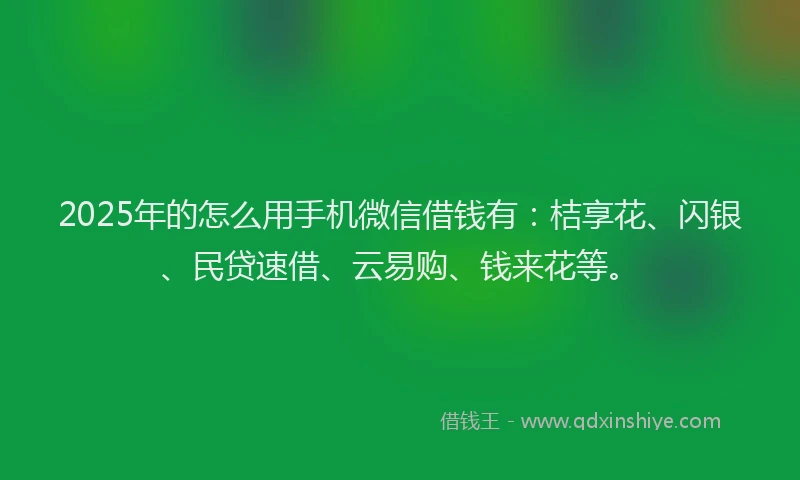 2025年的怎么用手机微信借钱有：桔享花、闪银、民贷速借、云易购、钱来花等。