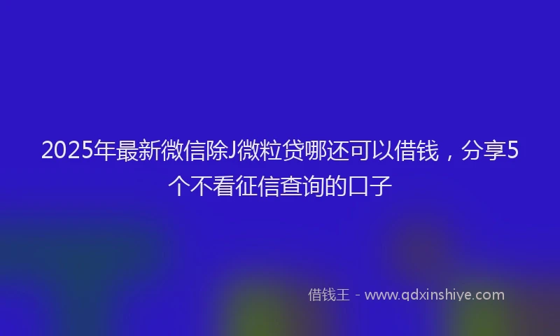 2025年最新微信除J微粒贷哪还可以借钱，分享5个不看征信查询的口子