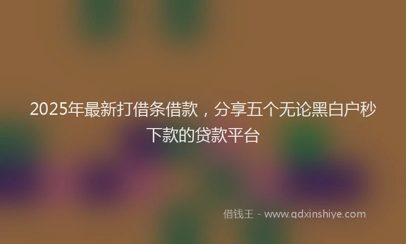 2025年最新打借条借款，分享五个无论黑白户秒下款的贷款平台