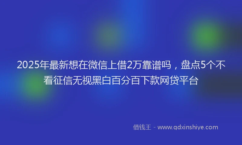 2025年最新想在微信上借2万靠谱吗，盘点5个不看征信无视黑白百分百下款网贷平台