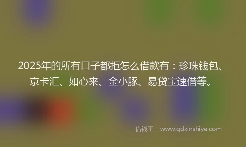 2025年的所有口子都拒怎么借款有：珍珠钱包、京卡汇、如心来、金小豚、易贷宝速借等。