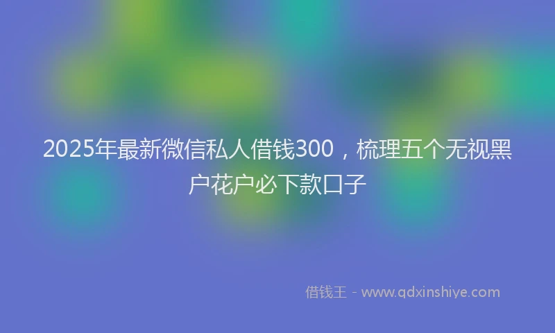 2025年最新微信私人借钱300，梳理五个无视黑户花户必下款口子