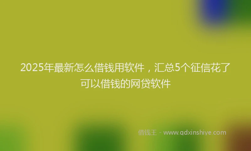 2025年最新怎么借钱用软件，汇总5个征信花了可以借钱的网贷软件