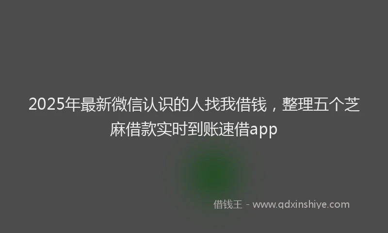 2025年最新微信认识的人找我借钱，整理五个芝麻借款实时到账速借app
