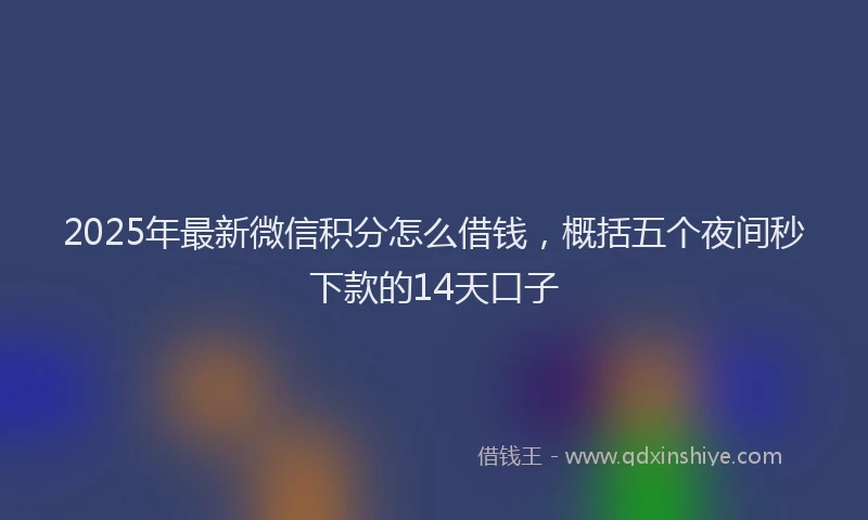 2025年最新微信积分怎么借钱，概括五个夜间秒下款的14天口子