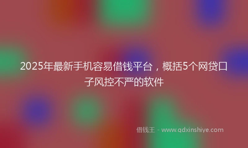 2025年最新手机容易借钱平台，概括5个网贷口子风控不严的软件