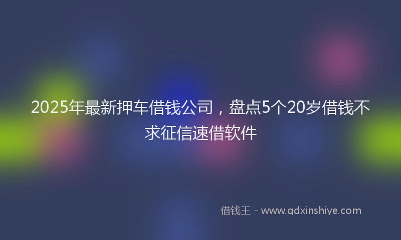 2025年最新押车借钱公司，盘点5个20岁借钱不求征信速借软件