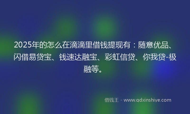 2025年的怎么在滴滴里借钱提现有：随意优品、闪借易贷宝、钱速达融宝、彩虹信贷、你我贷-极融等。