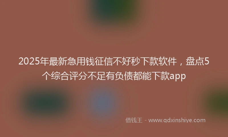 2025年最新急用钱征信不好秒下款软件，盘点5个综合评分不足有负债都能下款app