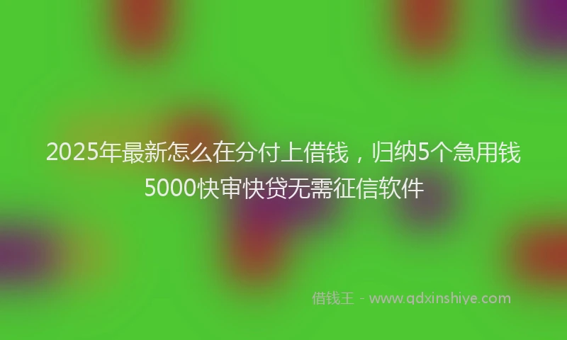 2025年最新怎么在分付上借钱，归纳5个急用钱5000快审快贷无需征信软件