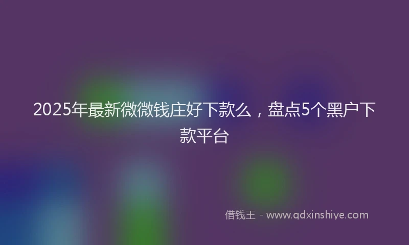 2025年最新微微钱庄好下款么，盘点5个黑户下款平台