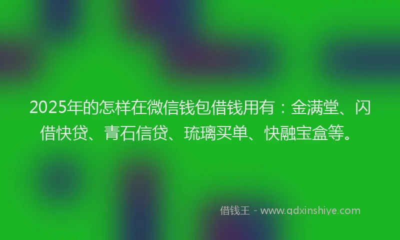 2025年的怎样在微信钱包借钱用有：金满堂、闪借快贷、青石信贷、琉璃买单、快融宝盒等。