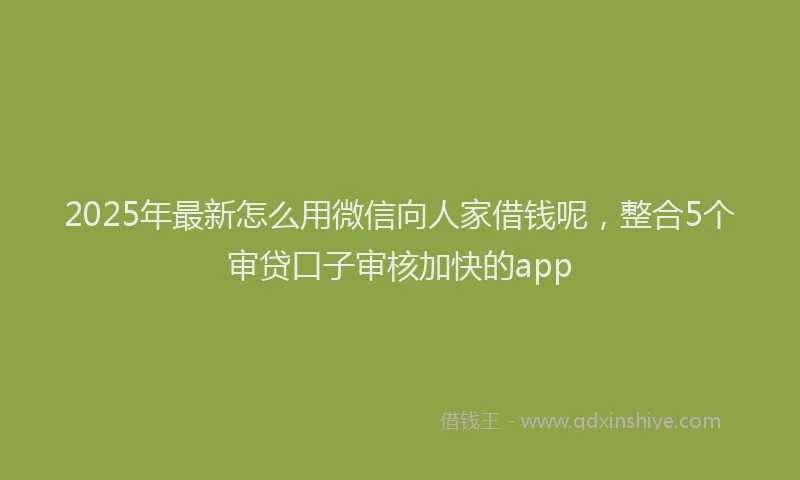 2025年最新怎么用微信向人家借钱呢，整合5个审贷口子审核加快的app