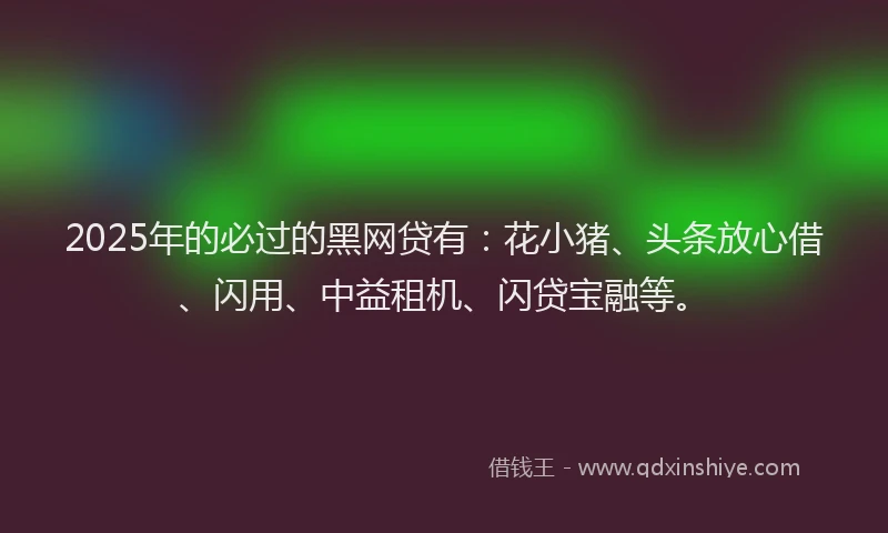 2025年的必过的黑网贷有：花小猪、头条放心借、闪用、中益租机、闪贷宝融等。