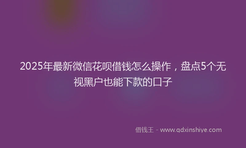 2025年最新微信花呗借钱怎么操作，盘点5个无视黑户也能下款的口子