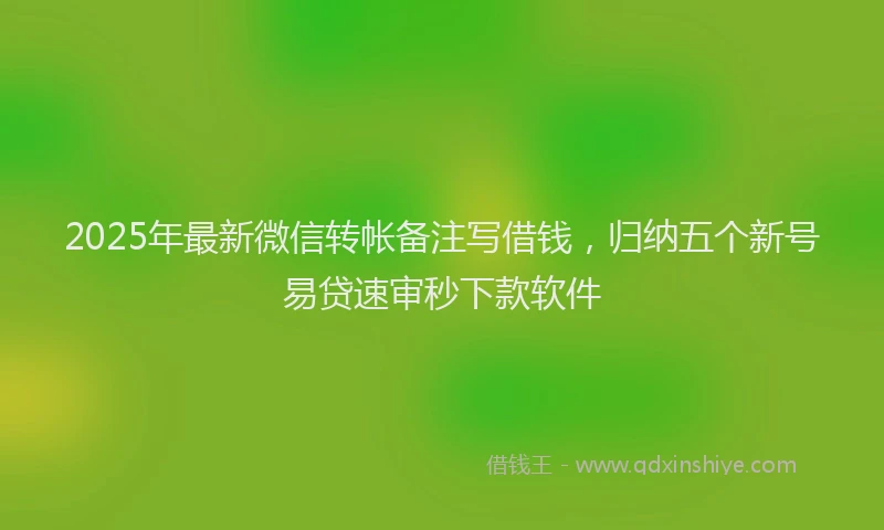 2025年最新微信转帐备注写借钱，归纳五个新号易贷速审秒下款软件