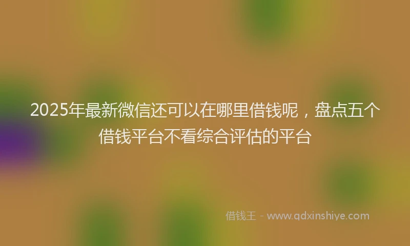 2025年最新微信还可以在哪里借钱呢，盘点五个借钱平台不看综合评估的平台