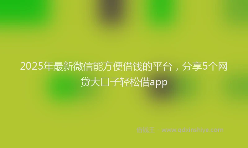 2025年最新微信能方便借钱的平台，分享5个网贷大口子轻松借app