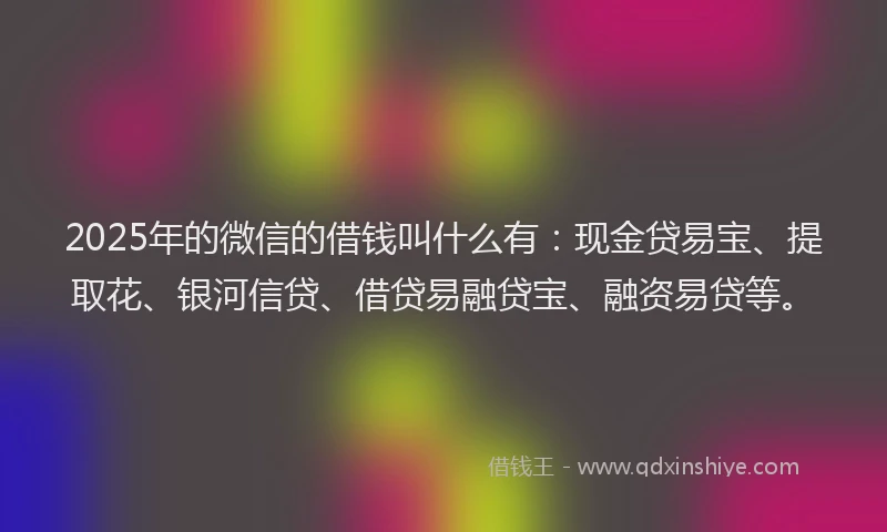 2025年的微信的借钱叫什么有：现金贷易宝、提取花、银河信贷、借贷易融贷宝、融资易贷等。