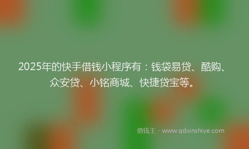2025年的快手借钱小程序有：钱袋易贷、酷购、众安贷、小铭商城、快捷贷宝等。