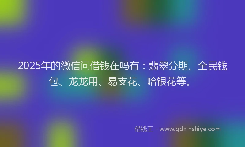 2025年的微信问借钱在吗有：翡翠分期、全民钱包、龙龙用、易支花、哈银花等。