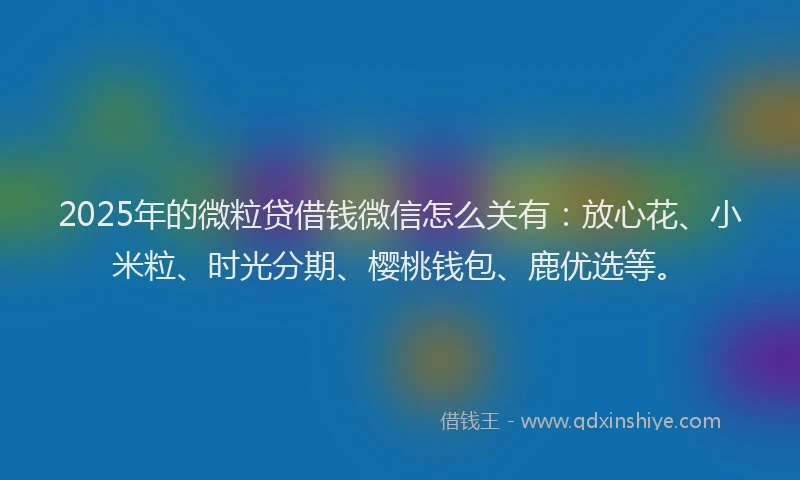 2025年的微粒贷借钱微信怎么关有：放心花、小米粒、时光分期、樱桃钱包、鹿优选等。