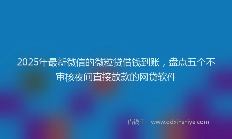 2025年最新微信的微粒贷借钱到账，盘点五个不审核夜间直接放款的网贷软件