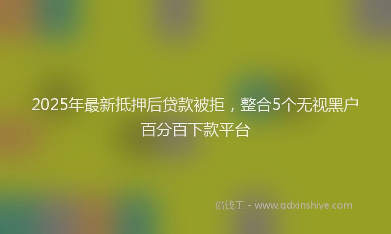 2025年最新抵押后贷款被拒，整合5个无视黑户百分百下款平台