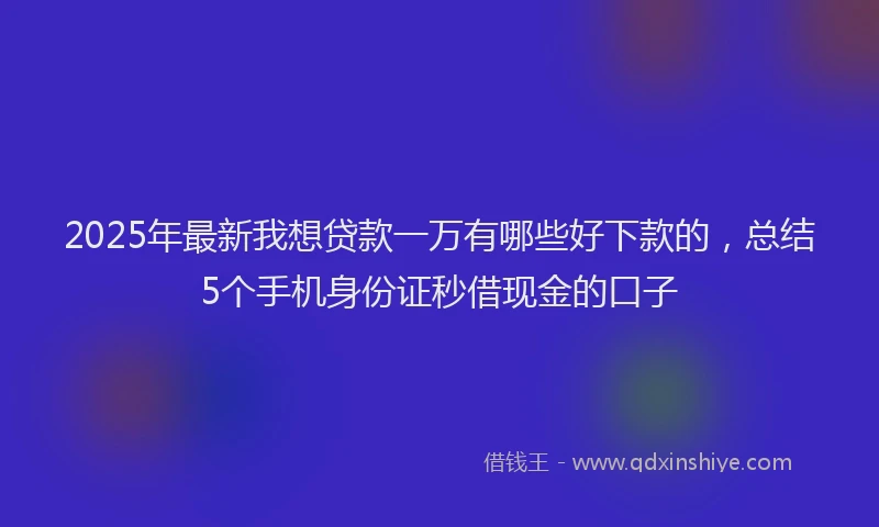 2025年最新我想贷款一万有哪些好下款的，总结5个手机身份证秒借现金的口子