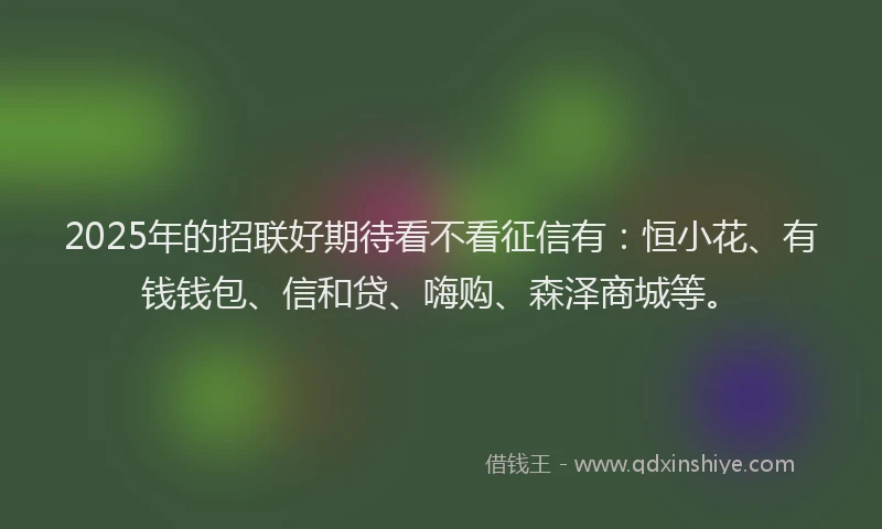 2025年的招联好期待看不看征信有：恒小花、有钱钱包、信和贷、嗨购、森泽商城等。