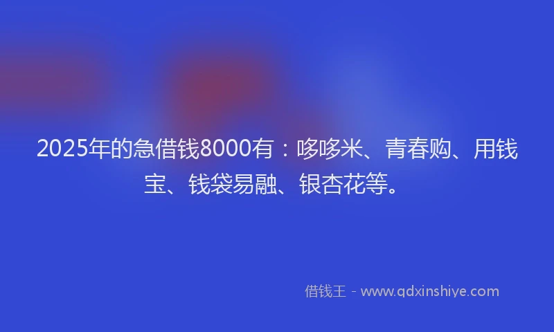 2025年的急借钱8000有：哆哆米、青春购、用钱宝、钱袋易融、银杏花等。