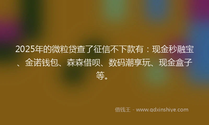 2025年的微粒贷查了征信不下款有：现金秒融宝、金诺钱包、森森借呗、数码潮享玩、现金盒子等。