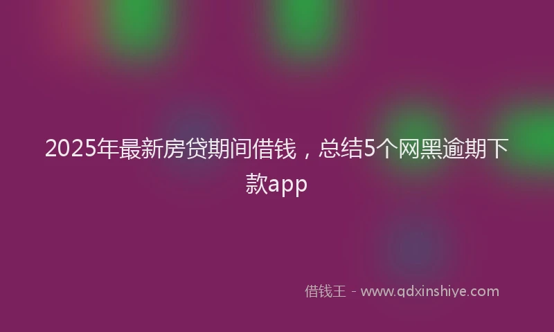 2025年最新房贷期间借钱，总结5个网黑逾期下款app