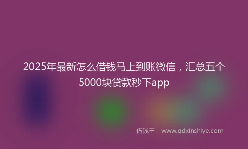 2025年最新怎么借钱马上到账微信，汇总五个5000块贷款秒下app