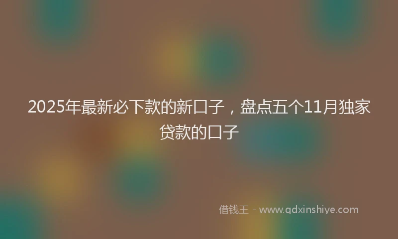 2025年最新必下款的新口子，盘点五个11月独家贷款的口子