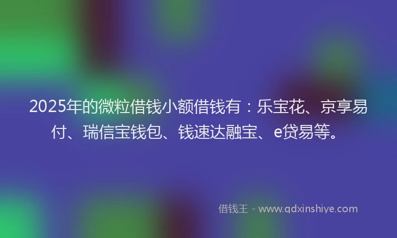 2025年的微粒借钱小额借钱有：乐宝花、京享易付、瑞信宝钱包、钱速达融宝、e贷易等。