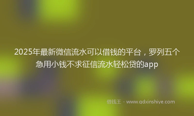 2025年最新微信流水可以借钱的平台，罗列五个急用小钱不求征信流水轻松贷的app