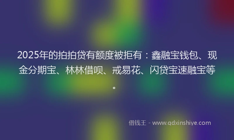 2025年的拍拍贷有额度被拒有：鑫融宝钱包、现金分期宝、林林借呗、戒易花、闪贷宝速融宝等。