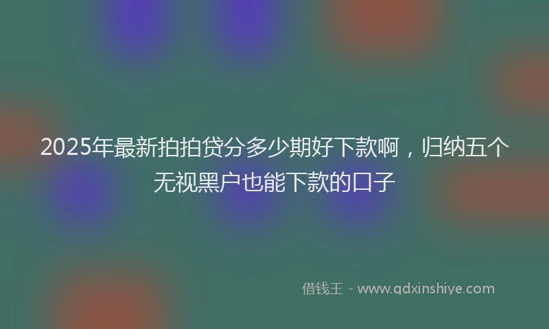 2025年最新拍拍贷分多少期好下款啊，归纳五个无视黑户也能下款的口子