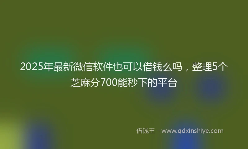 2025年最新微信软件也可以借钱么吗，整理5个芝麻分700能秒下的平台