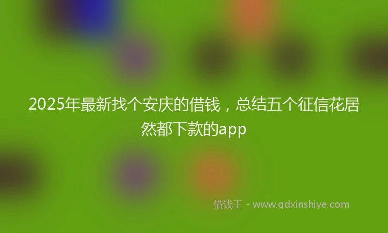 2025年最新找个安庆的借钱，总结五个征信花居然都下款的app