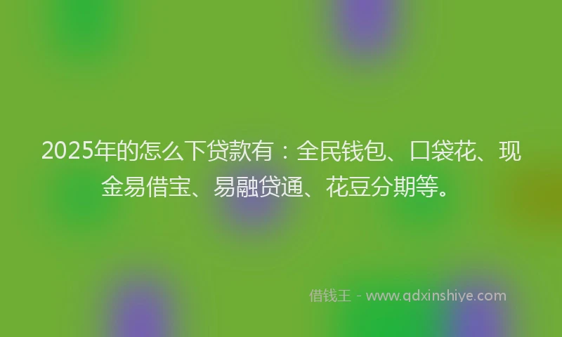2025年的怎么下贷款有：全民钱包、口袋花、现金易借宝、易融贷通、花豆分期等。