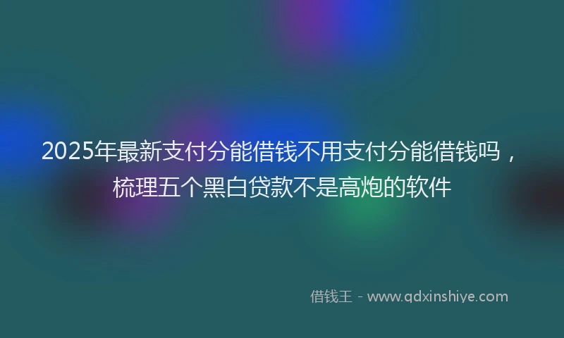 2025年最新支付分能借钱不用支付分能借钱吗，梳理五个黑白贷款不是高炮的软件