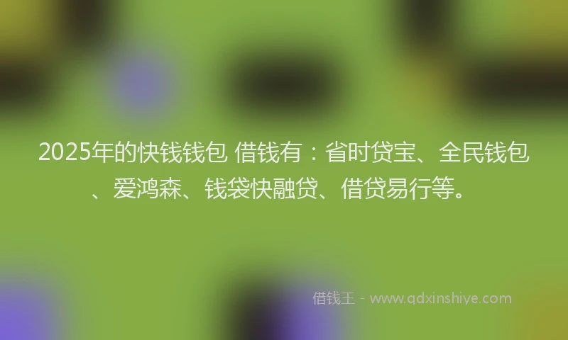 2025年的快钱钱包 借钱有：省时贷宝、全民钱包、爱鸿森、钱袋快融贷、借贷易行等。
