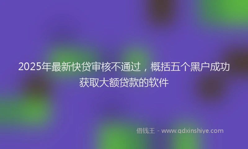 2025年最新快贷审核不通过，概括五个黑户成功获取大额贷款的软件