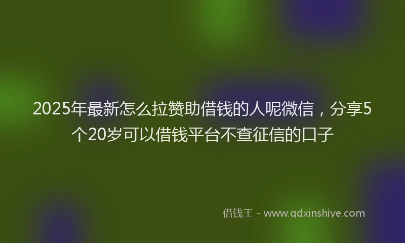 2025年最新怎么拉赞助借钱的人呢微信，分享5个20岁可以借钱平台不查征信的口子