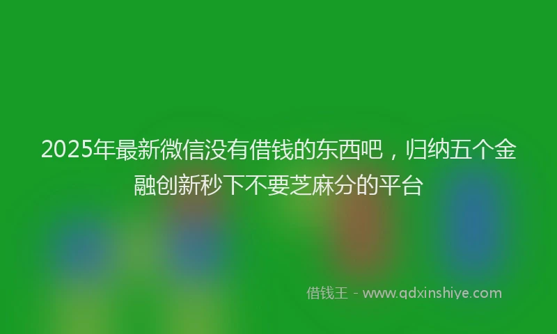 2025年最新微信没有借钱的东西吧，归纳五个金融创新秒下不要芝麻分的平台