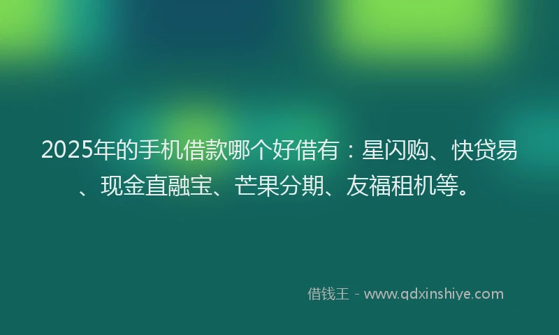 2025年的手机借款哪个好借有：星闪购、快贷易、现金直融宝、芒果分期、友福租机等。