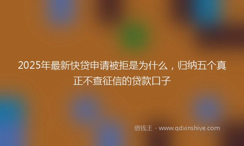 2025年最新快贷申请被拒是为什么，归纳五个真正不查征信的贷款口子