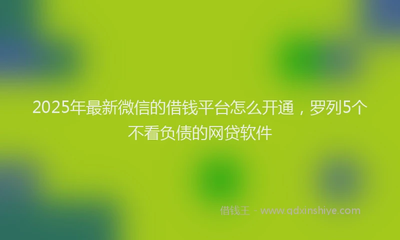 2025年最新微信的借钱平台怎么开通，罗列5个不看负债的网贷软件